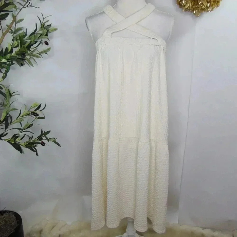 asos design womens cream textured dress sz 12